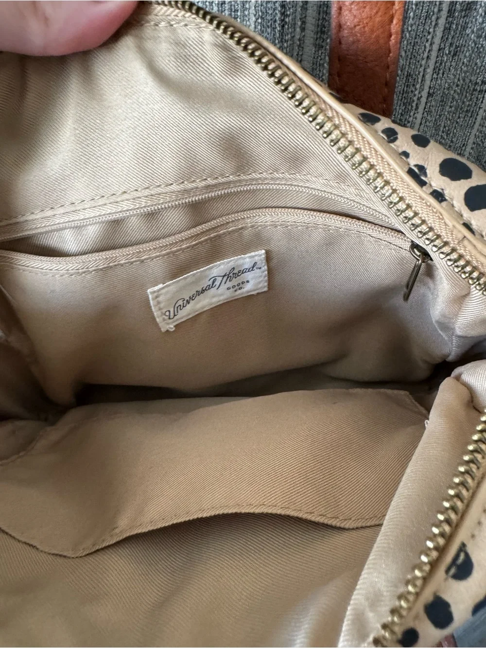 Leather Trim Leopard Print Satchel (w/o shoulder strap)